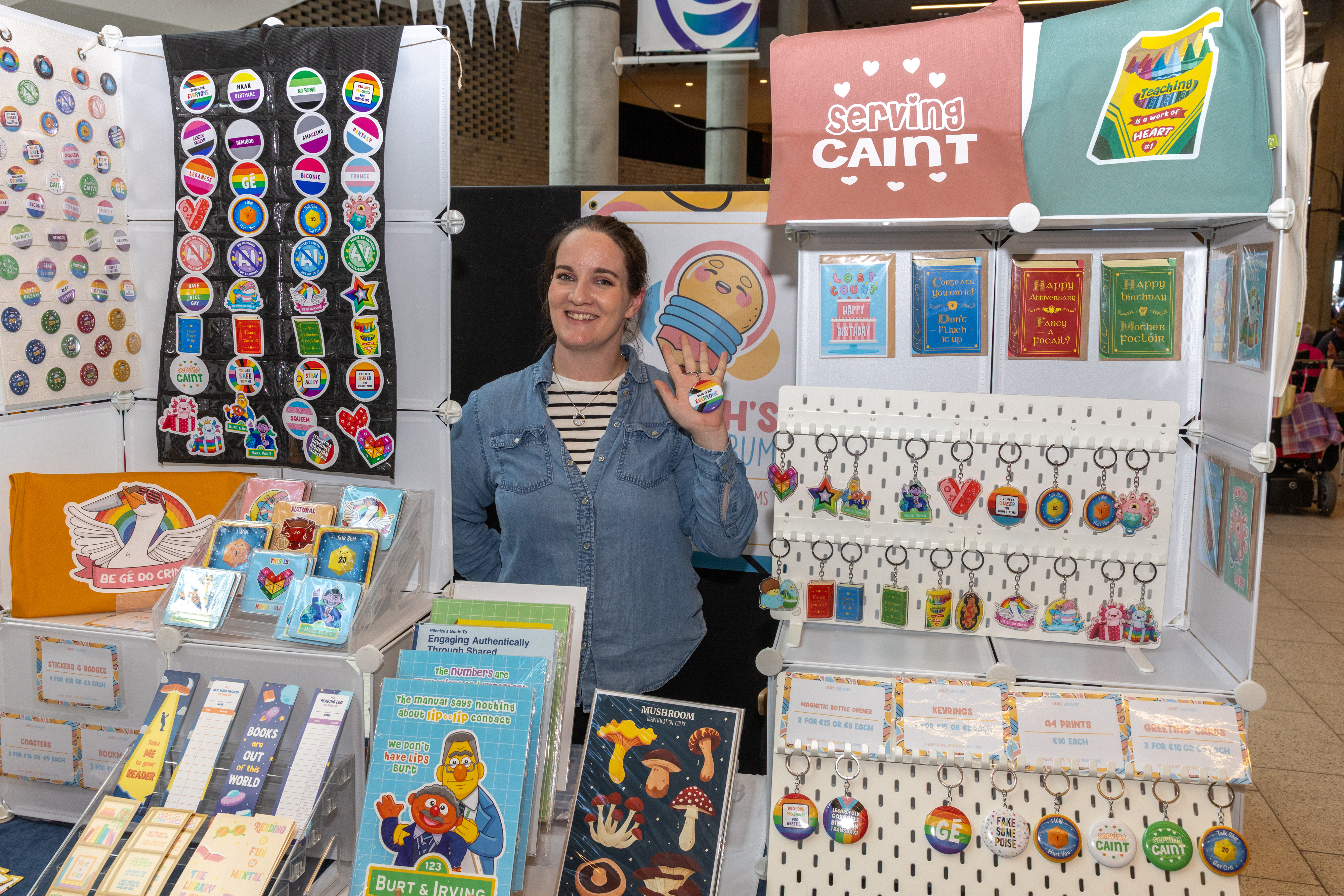 Person with craft stall. 